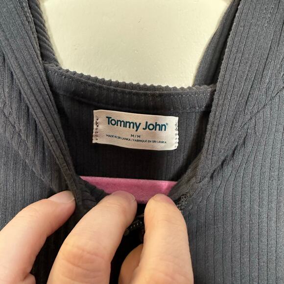 Tommy John Brushed Full Zip Ribbed Hooded Jacket Grey Phantom Men Med Loungewear - Picture 4 of 8